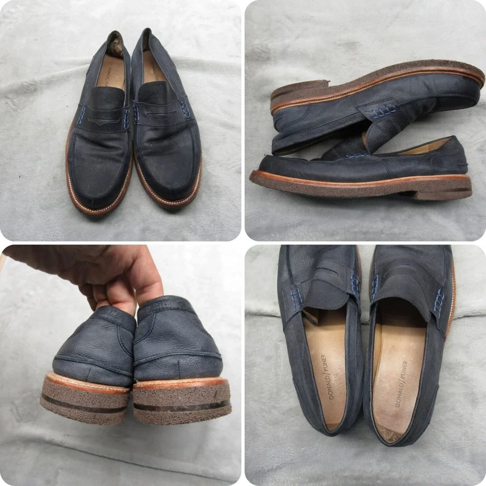 Donald Pliner Shoes Mens‎ Blue 10.5 M Landry Leather Penny Loafers Dress Formal